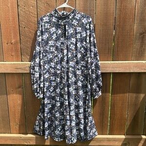 Eloquii Floral Mock Neck Fit And Flare Purple Lavender Dress Size 14 NWT